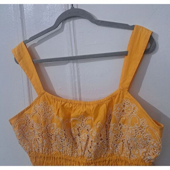 Anthropologie Pilcro Womens Xl Smocked Cami Orange Cropped Shirt Top - Picture 4 of 7